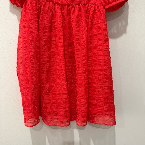 L'Academie Rene Babydoll Puff Sleeve Mini Dress Poppy Red XS - Picture 4 of 10